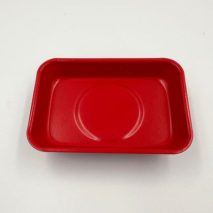 Red plastic tray on a white background