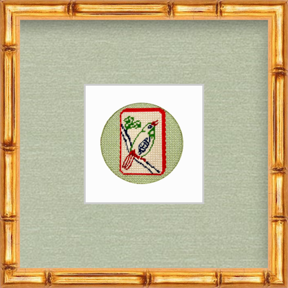 framed Mahjong tile needlepoint round