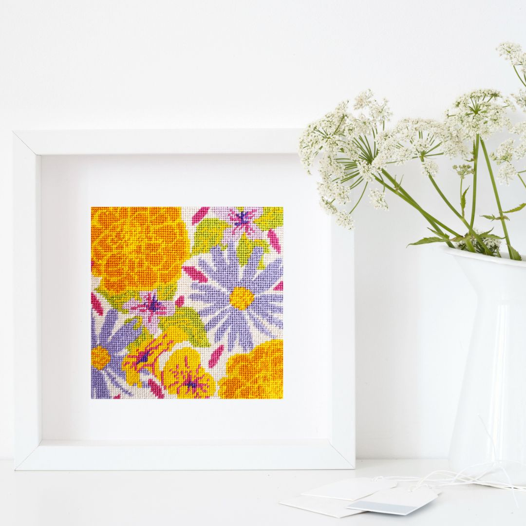 Marigolds and Asters Fall Florals needlepoint kit