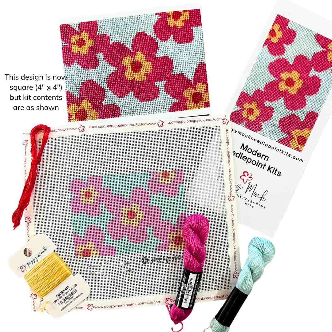 Mod Flowers beginner needlepoint kit