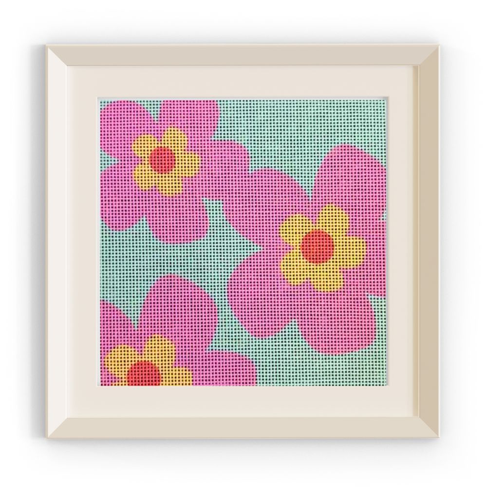 Stash Buster Needlepoint | Mod Flowers Canvas 18 Mesh
