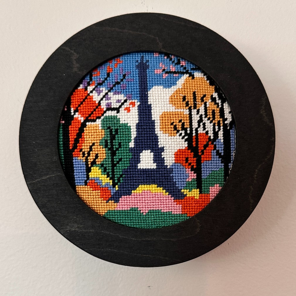 Needlepoint in a round frame