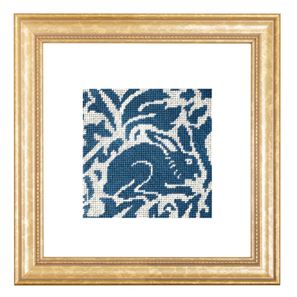 William MOrris Rabbit needlepoint in a frame