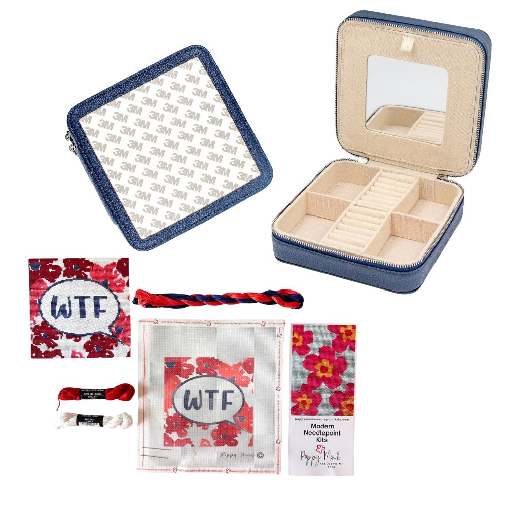 Navy Box + WTF Needlepoint Bundle