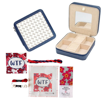 Navy Box + WTF Needlepoint Bundle