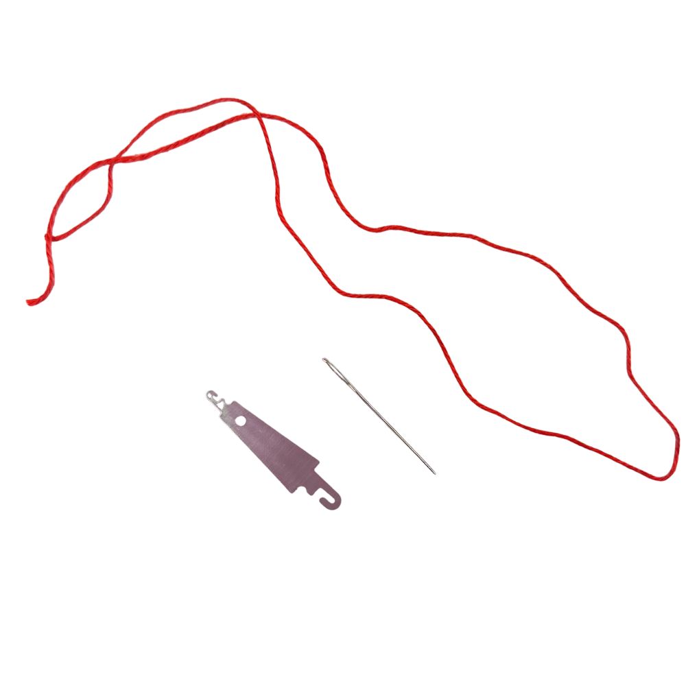 Red thread with a needle and needle threader