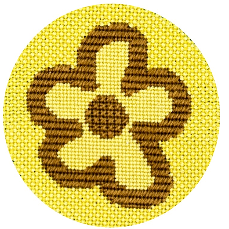 Neon bloom round needlepoint design