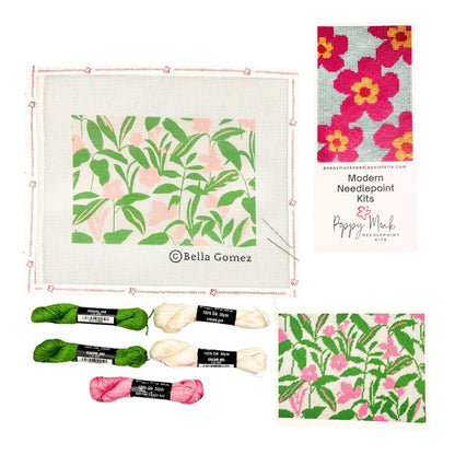 Preppy Palm Springs needlepoint kit with silk threads.