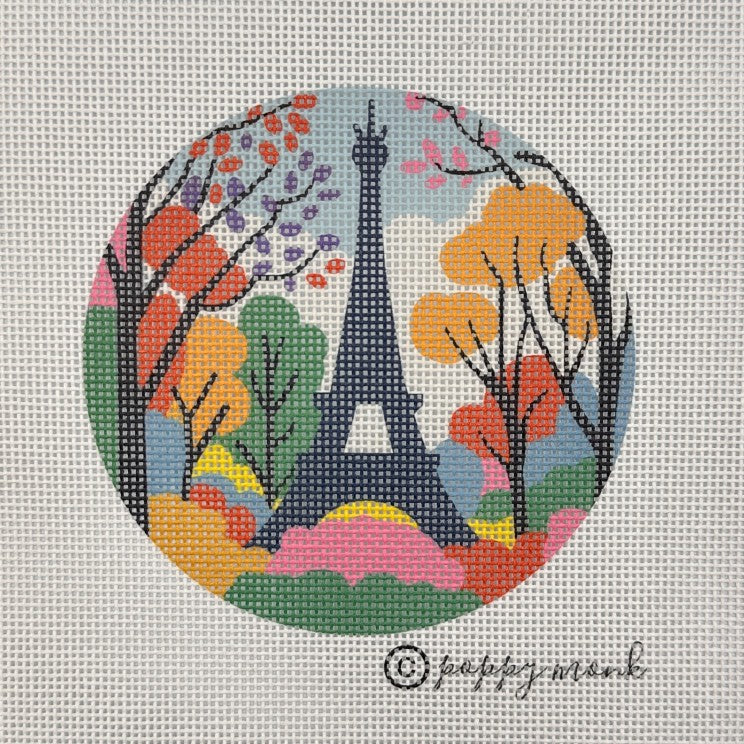 Paris in the Fall needlepoint ornament