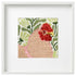 Framed needlepoint picture of a rooster with a red comb on a white background