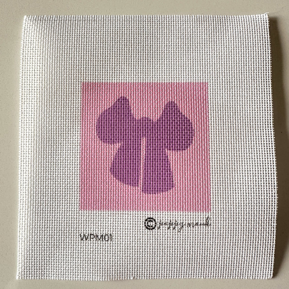 Pink bow needlepoint canvas