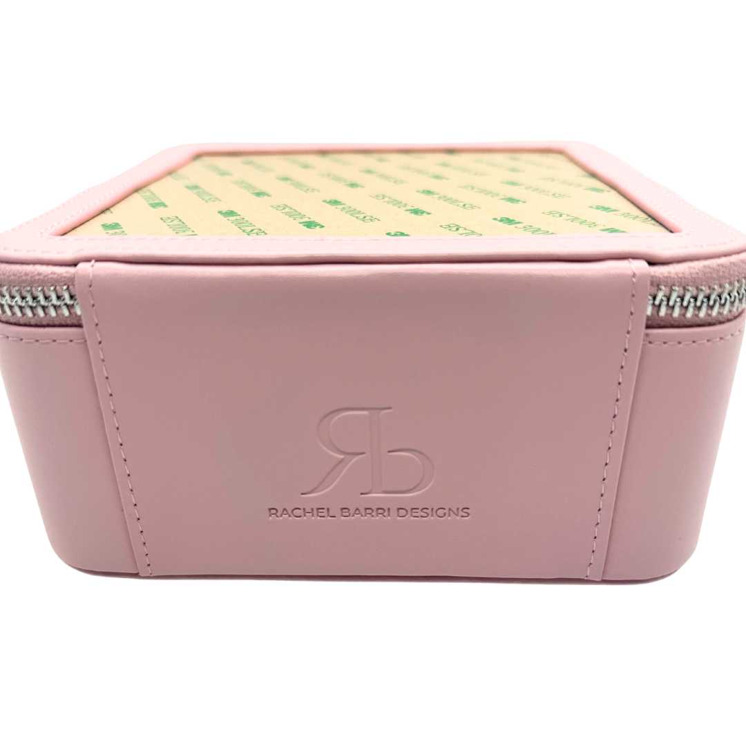 Soft Pink leather self-finishing needlepoint box for 5" x 5" insert.