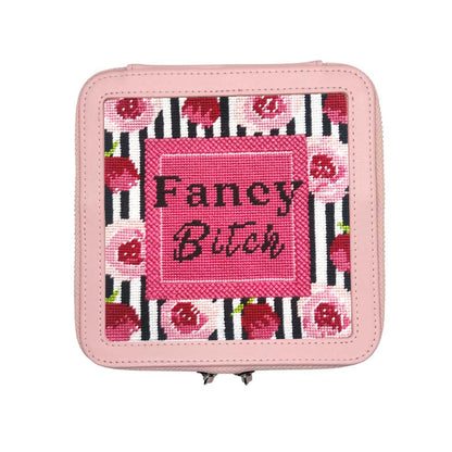 Soft Pink leather self-finishing needlepoint box for 5&quot; x 5&quot; insert.