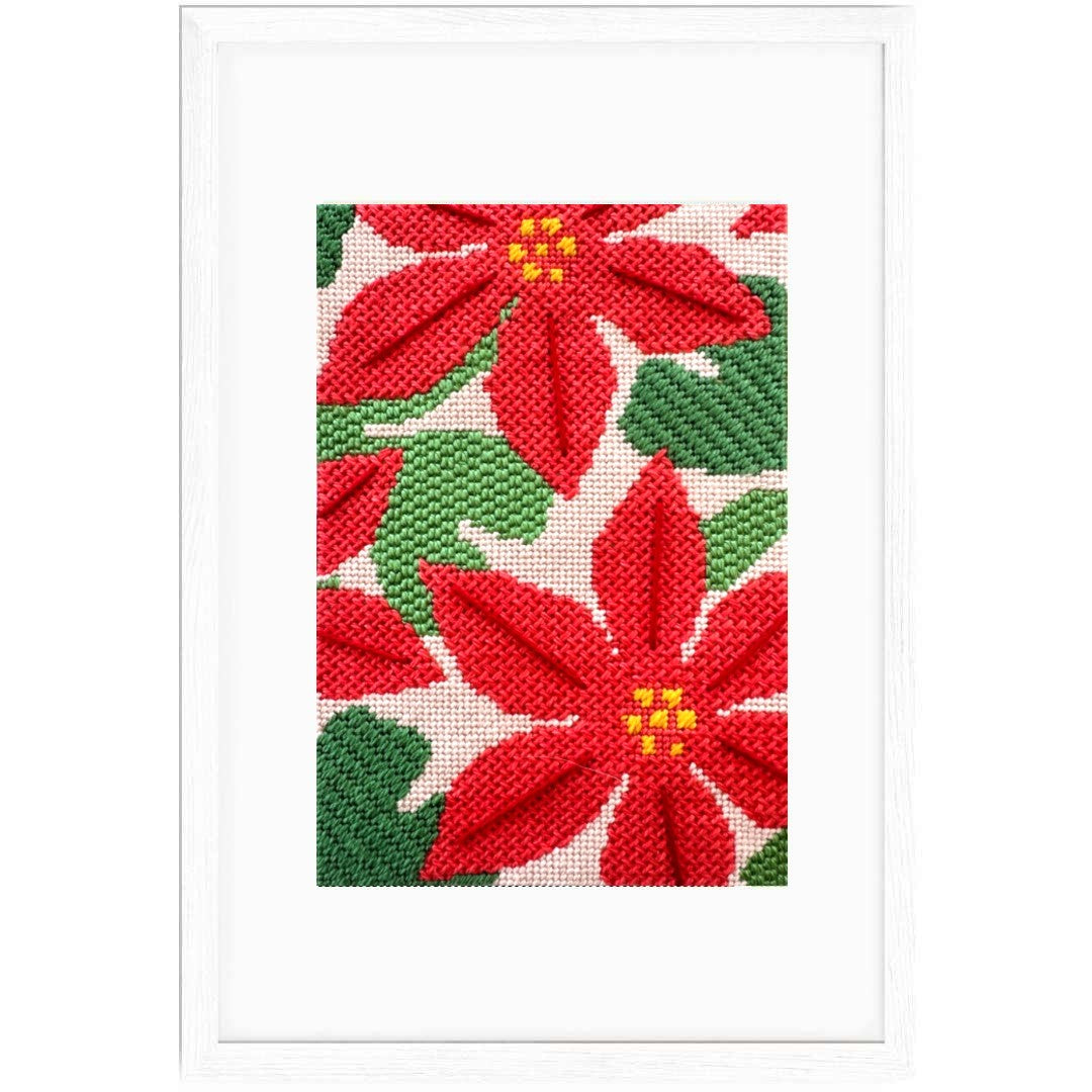 Poinsettia Green Needlepoint Kit