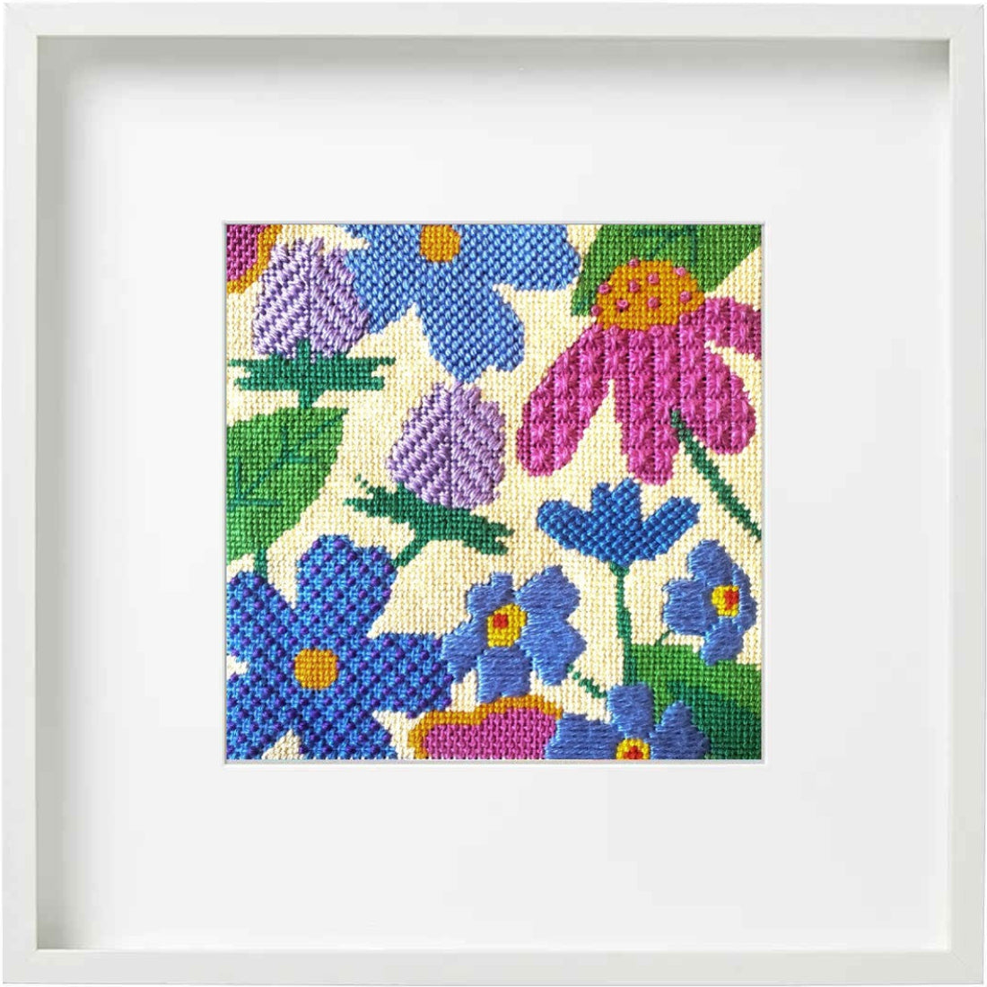 Floral needlepoint kit called Pollinator Garden