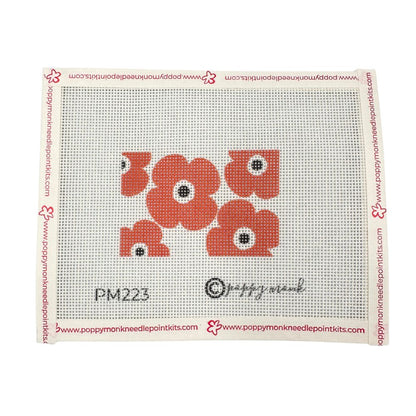 Needlepoint canvas with red poppies