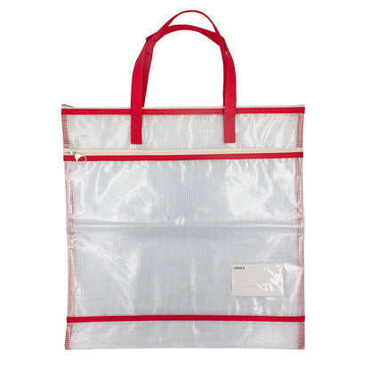 Plastic tote bag with red trim