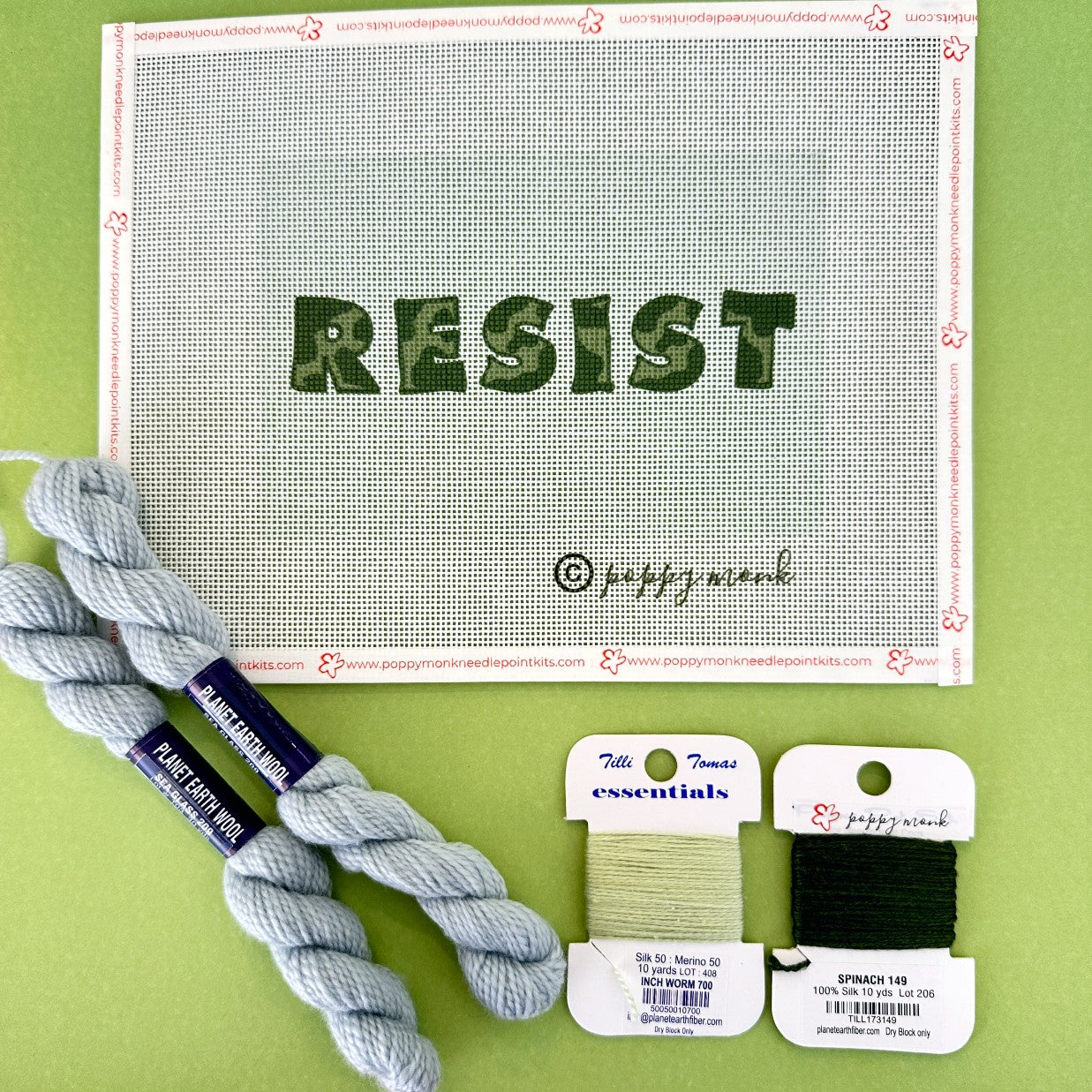 Resist subversive needlepoint kit camo edition.