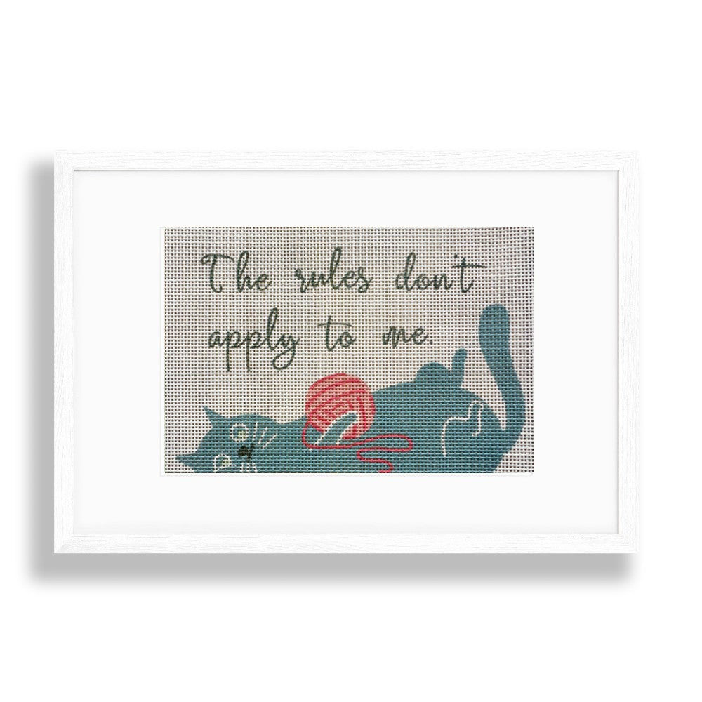 Cat needlepoint design with funny saying