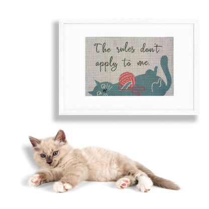Cat needlepoint design with funny saying
