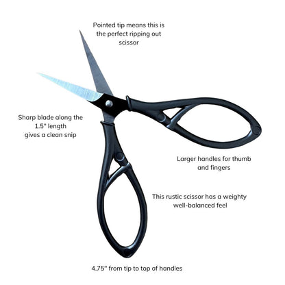 Deco needlepoint scissors in grey powder coated steel