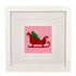 A framed needlepoint design of Santa&
