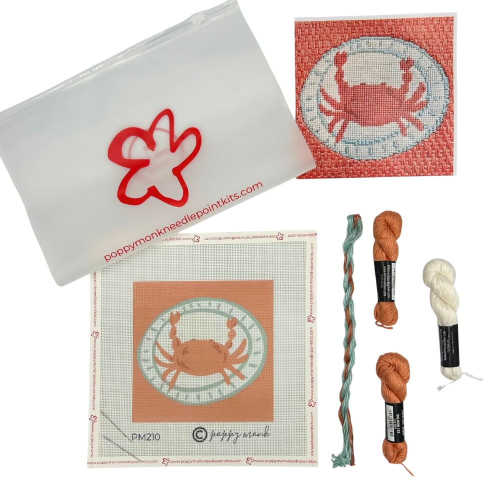 Crab needlepoint kit contents