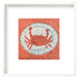 Framed needlepoint design of a crab on a plate