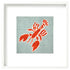 A framed needlepoint lobster design