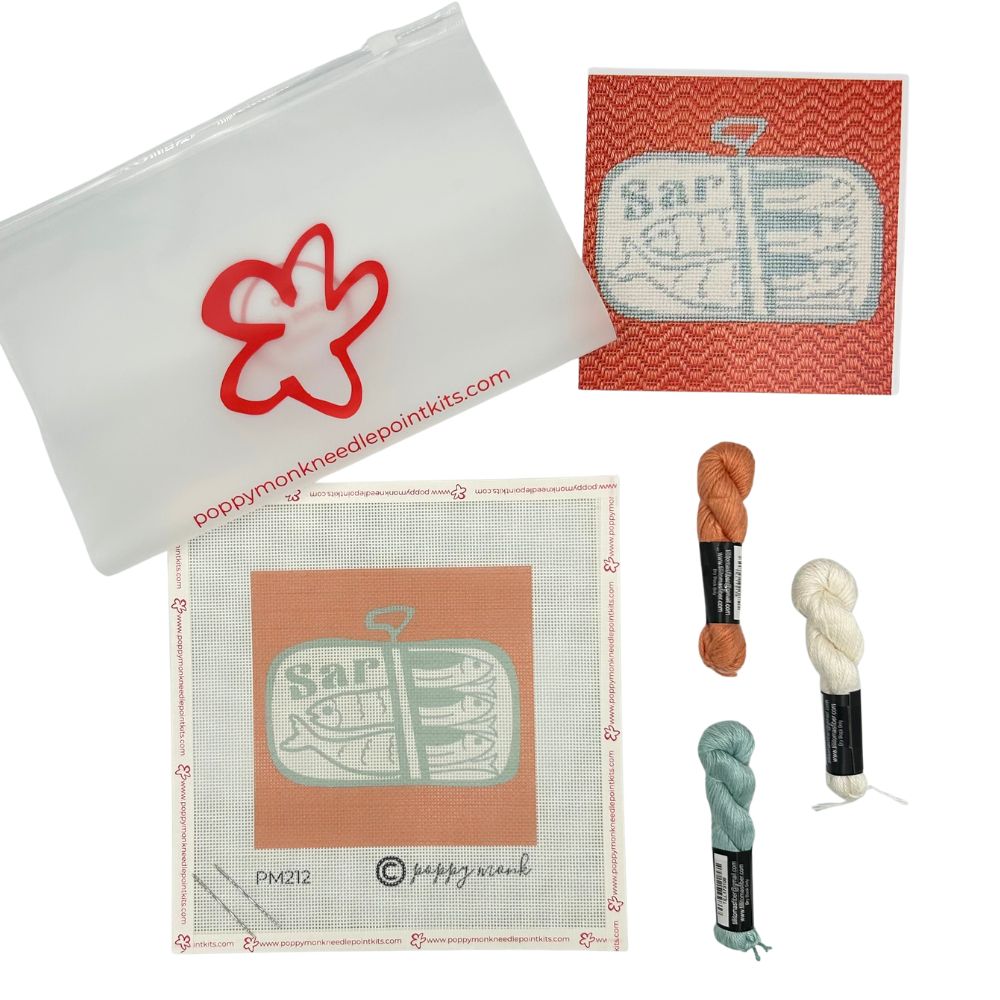 Sardines needlepoint kit contents
