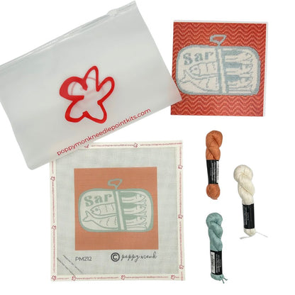 Sardines needlepoint kit contents