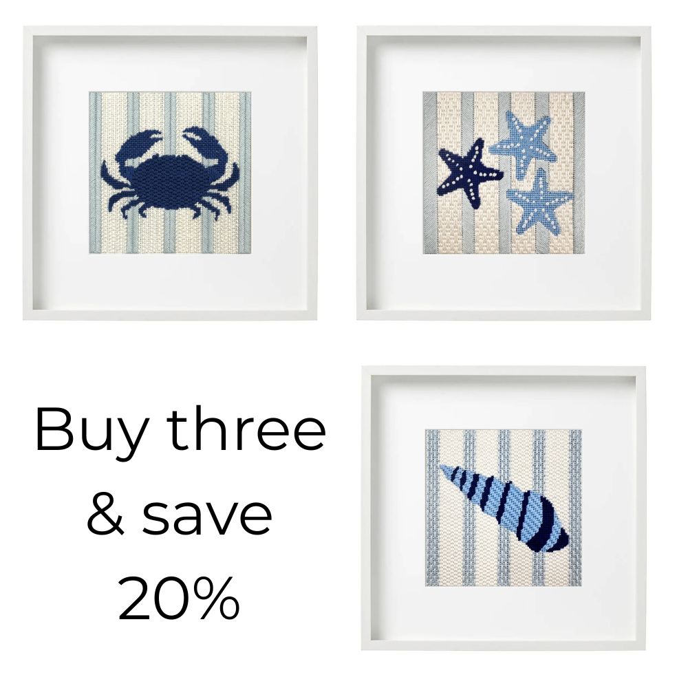 Seashore Bundle Blue & White Needlepoint Kits – Poppy Monk Needlepoint