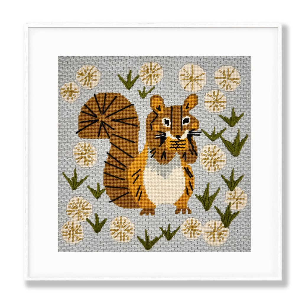 Squirrel in Dandelions Needlepoint Kit