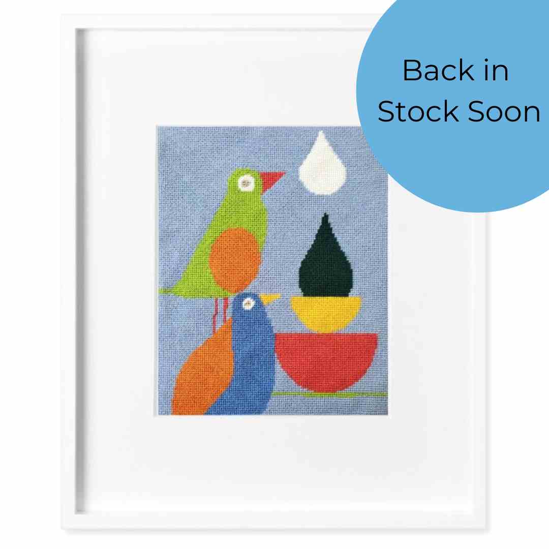 Stacked Birds Mid Century Modern Needlepoint