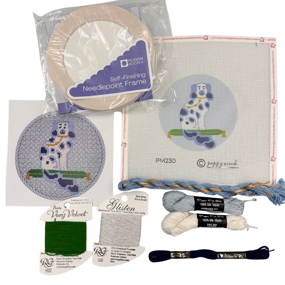 Staffordshire Dog Needlepoint Ornament + Frame Bundle
