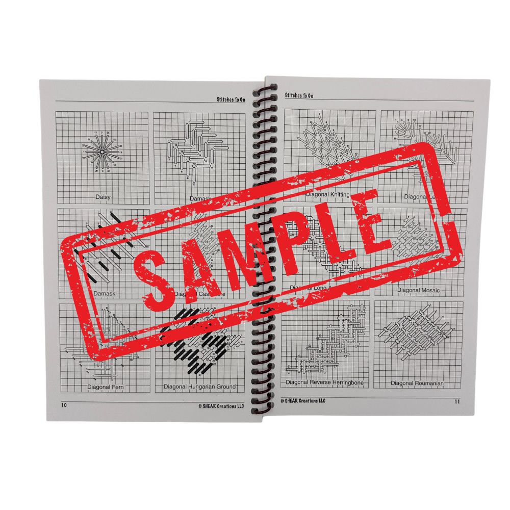 Stitches To Go needlepoint book sample page
