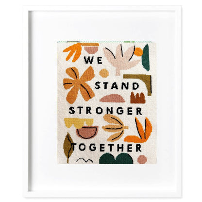 Needlepoint poster with abstract patterns and &