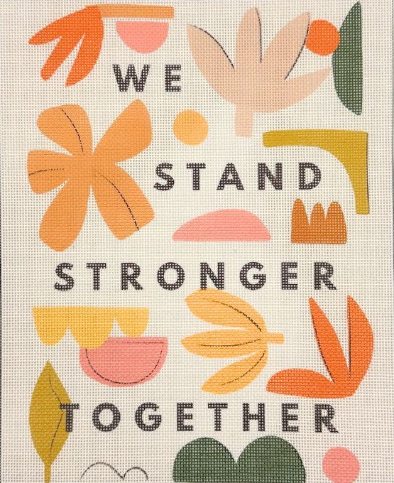 Motivational needlepoint with abstract shapes and &