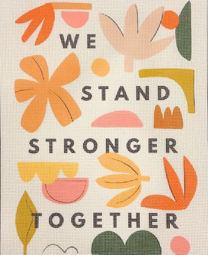 Motivational needlepoint with abstract shapes and &