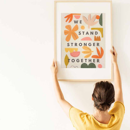 We Stand Stronger Together Needlepoint kit with inspirational saying.