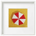 needlepoint design o an umbrella in a white frame