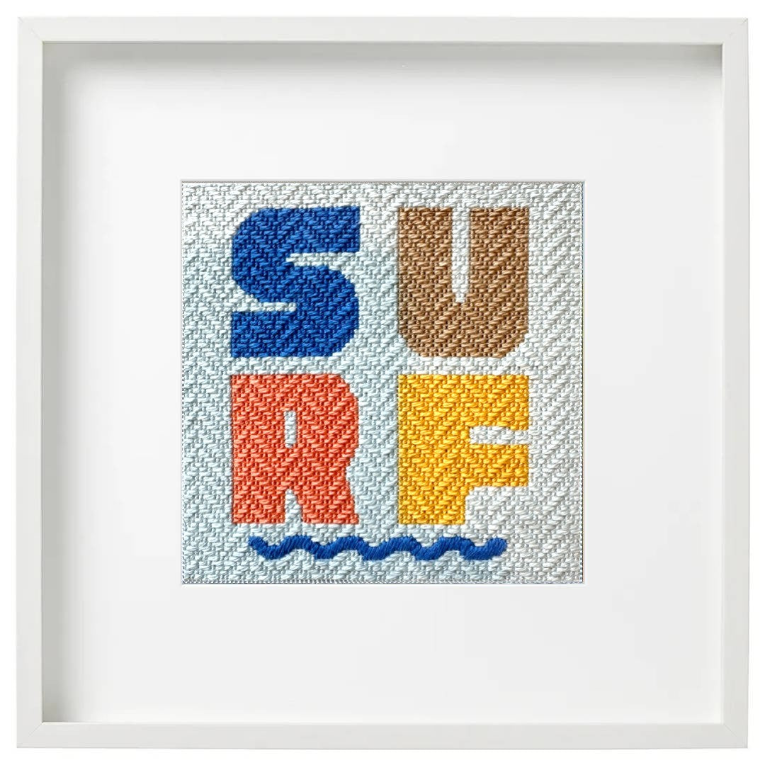 Surf Beach Sign needlepoint kit with decorative stitch