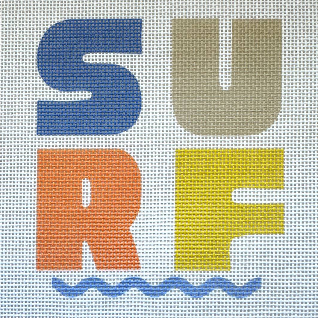 Surf needlepoint kit beach sign.