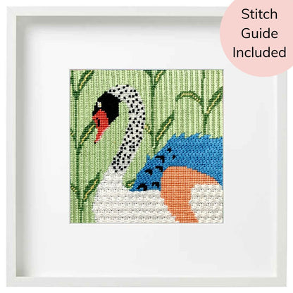 Swan needlepoint kit with stitch guide