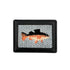 Black credit card holder with needlepoint trout design