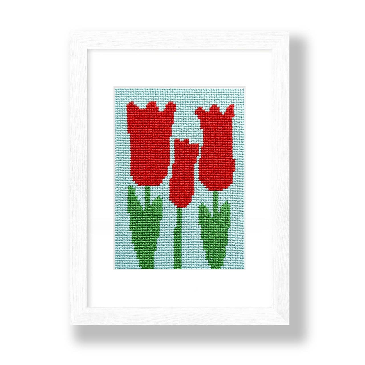 Red Tulips beginner needlepoint kit