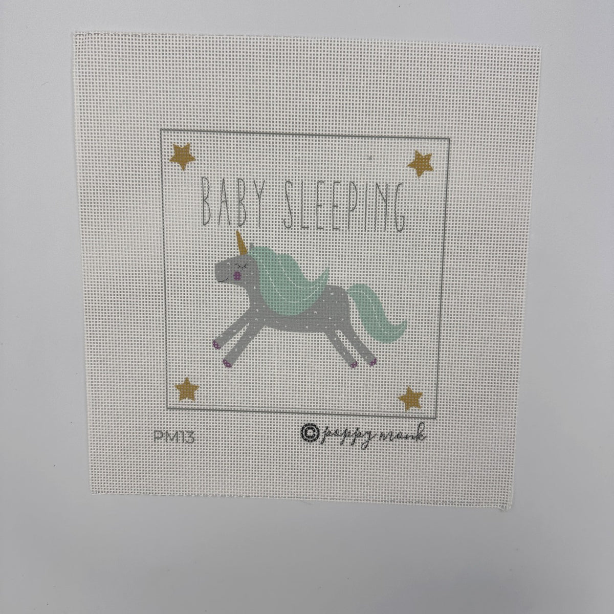 Baby Sleeping Unicorn Needlepoint Canvas Only