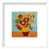 Van Gogh needlepoint Sunflowers mini kit shown in a frame.