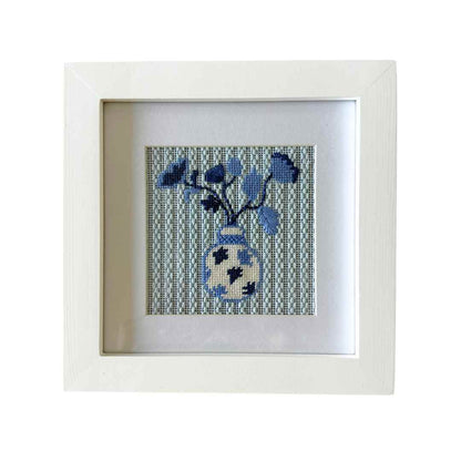 Square white frame for 4&quot; x 4&quot; needlepoint canvas.