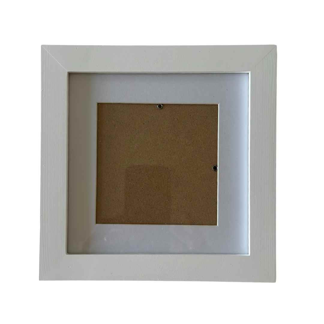 Square white frame for 4&quot; x 4&quot; needlepoint canvas.